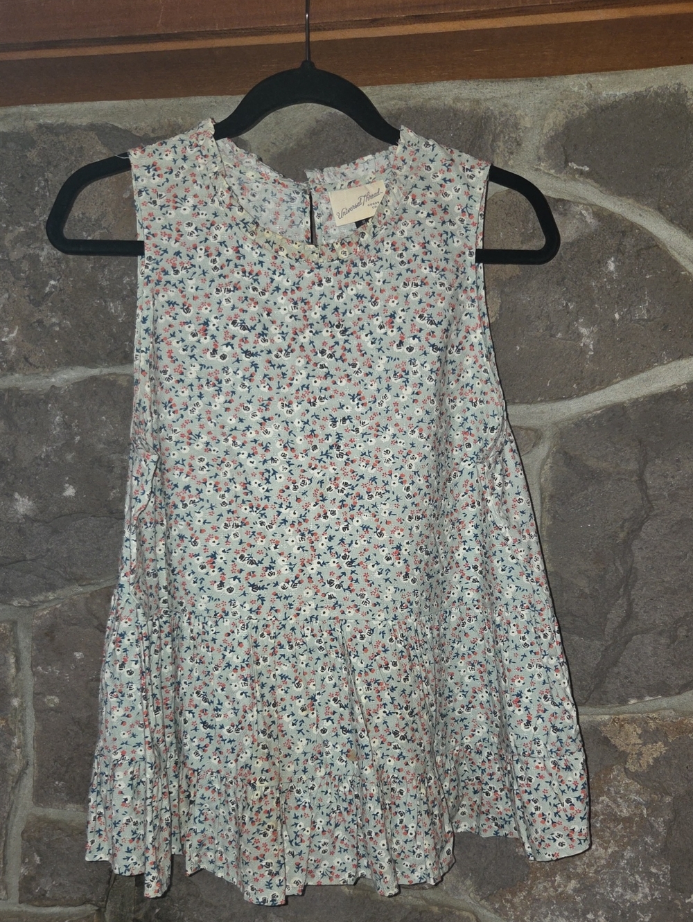 Universal Thread Cream Floral Sleeveless Tunic with Pink & Blue Print